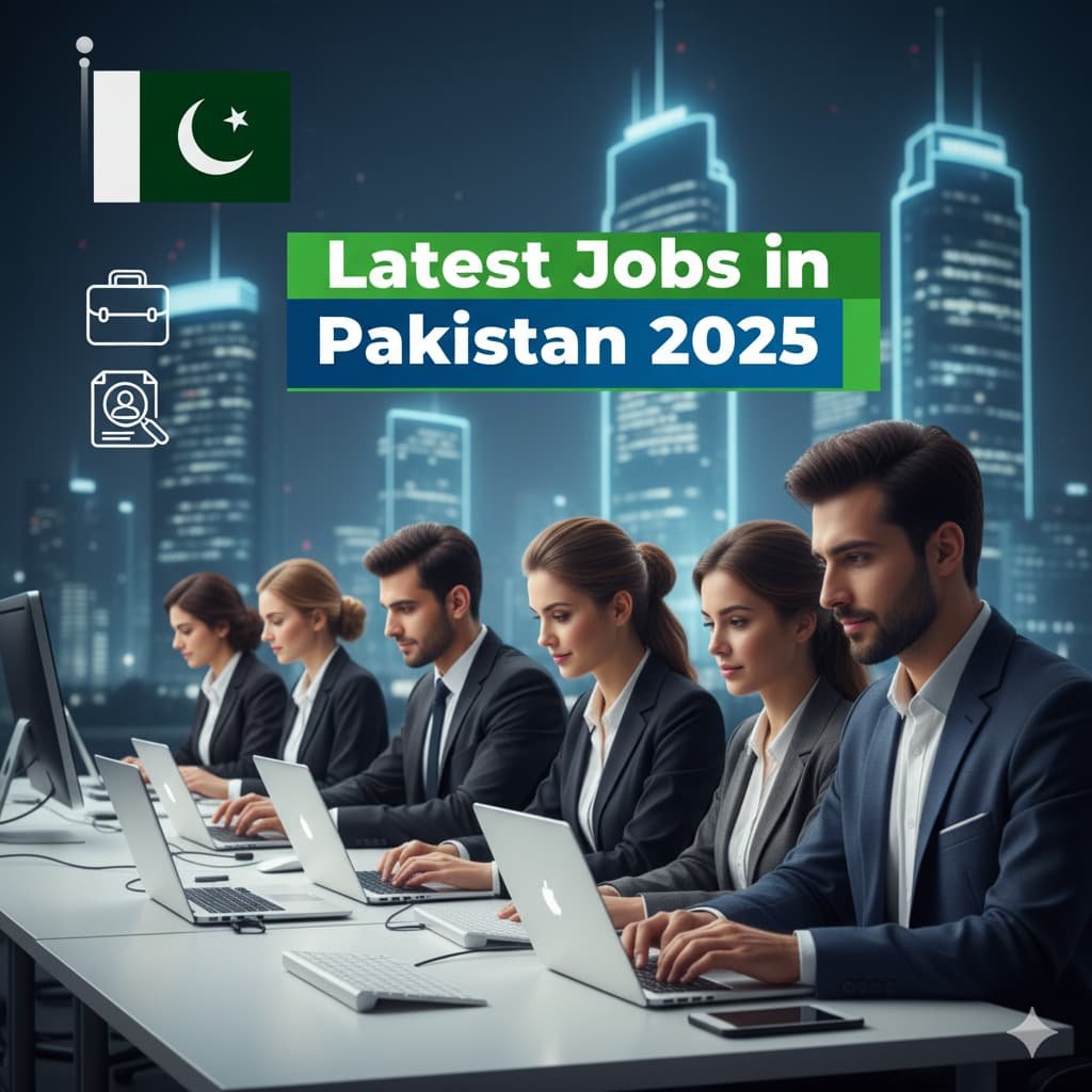 Pakistani job seekers discussing career opportunities and growth in modern office for latest jobs in Pakistan